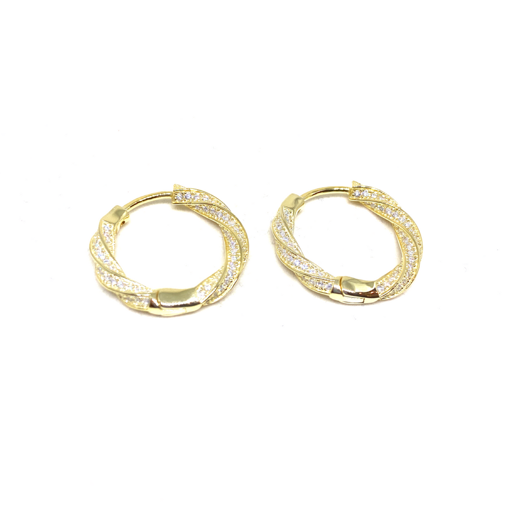 Micropaved Twisted Hoop Earrings