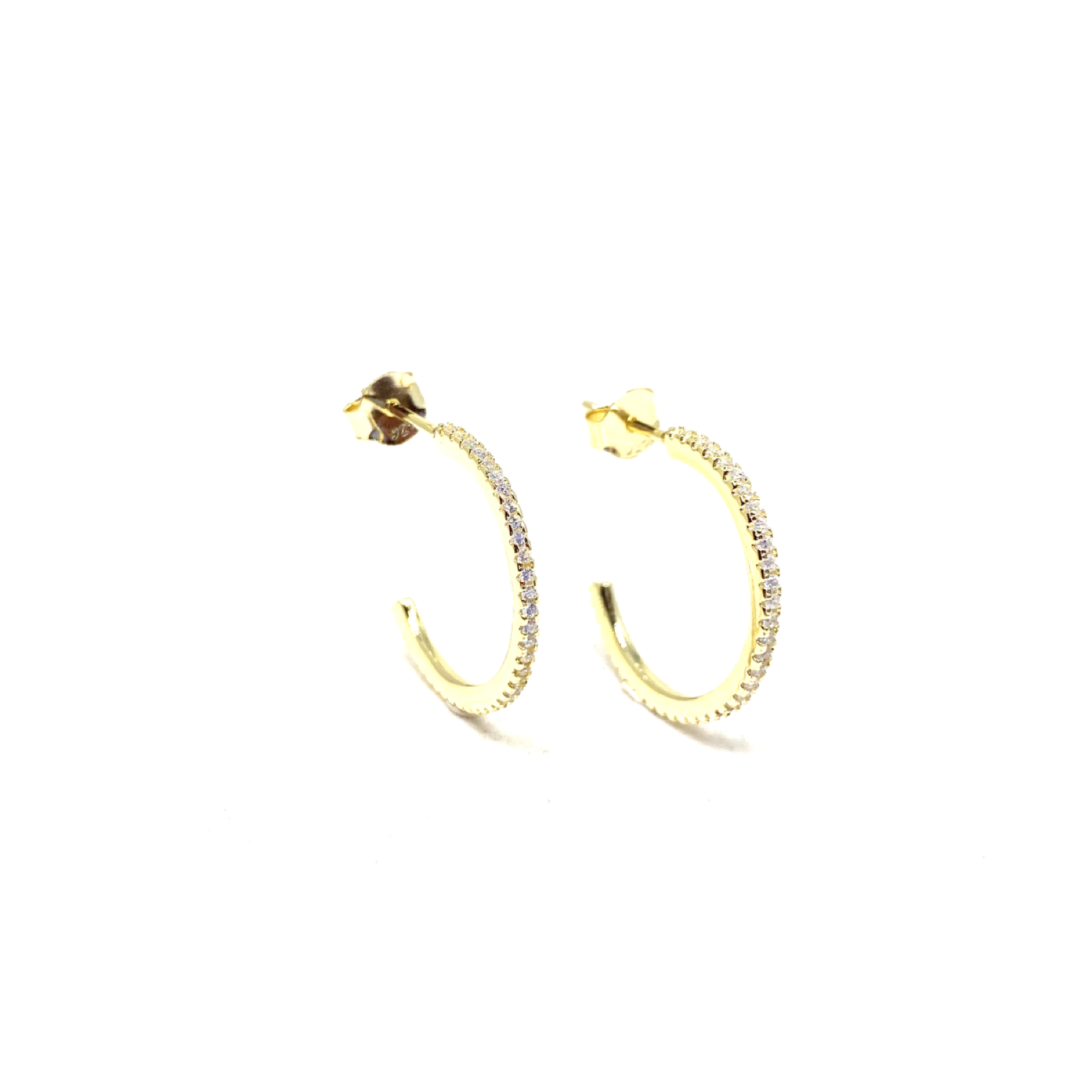 Classic Stone Thin Hoop Earrings