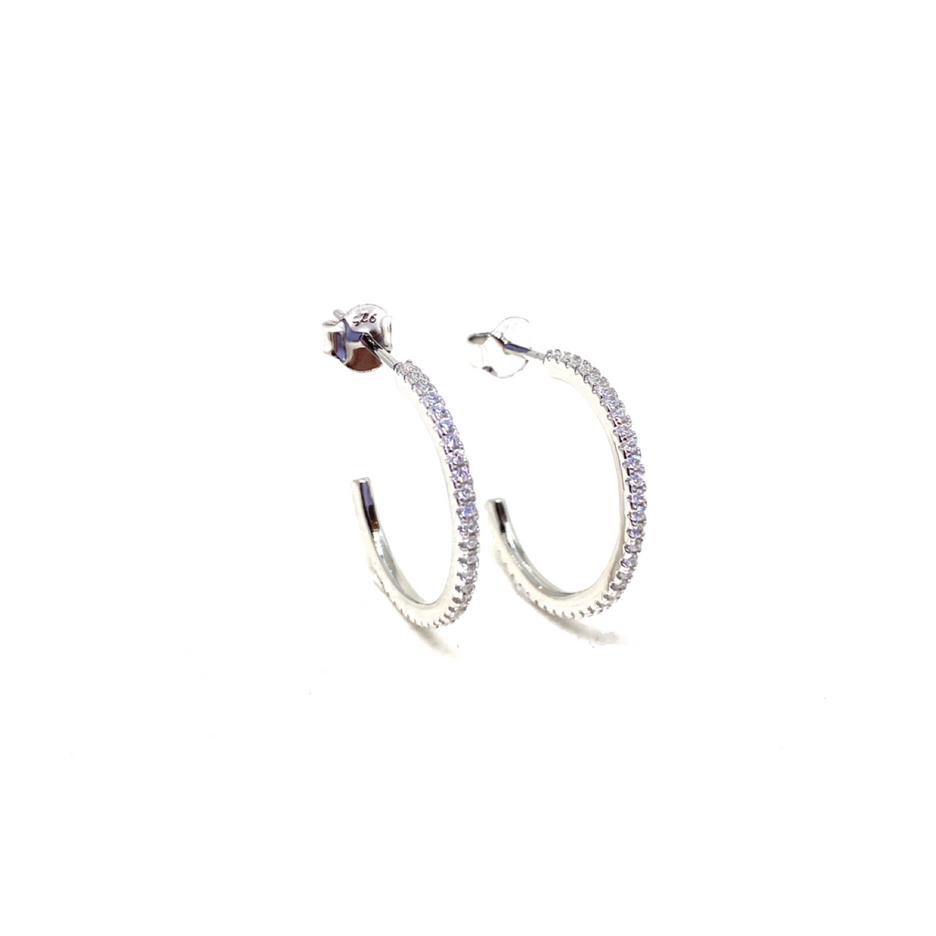 Classic Stone Thin Hoop Earrings