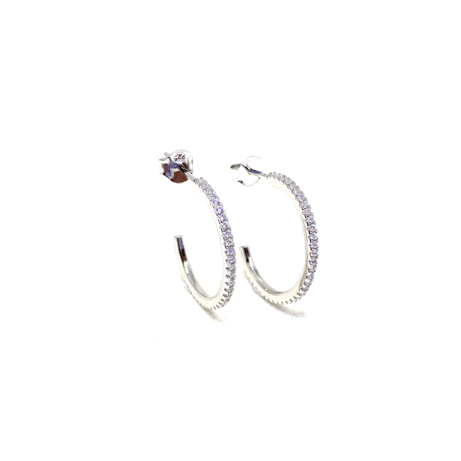 Classic Stone Thin Hoop Earrings