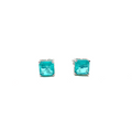 Simulated Paraiba Tourmaline Princess Cut Green Earrings