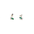 Single Baguette Cut Simulated Emerald Earrings