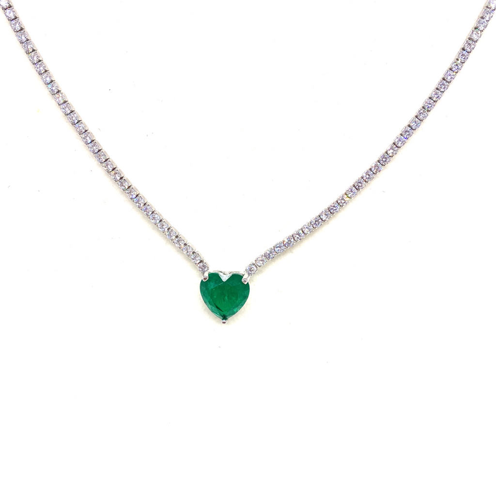 Paraiba Tourmaline Heart Tennis Necklace