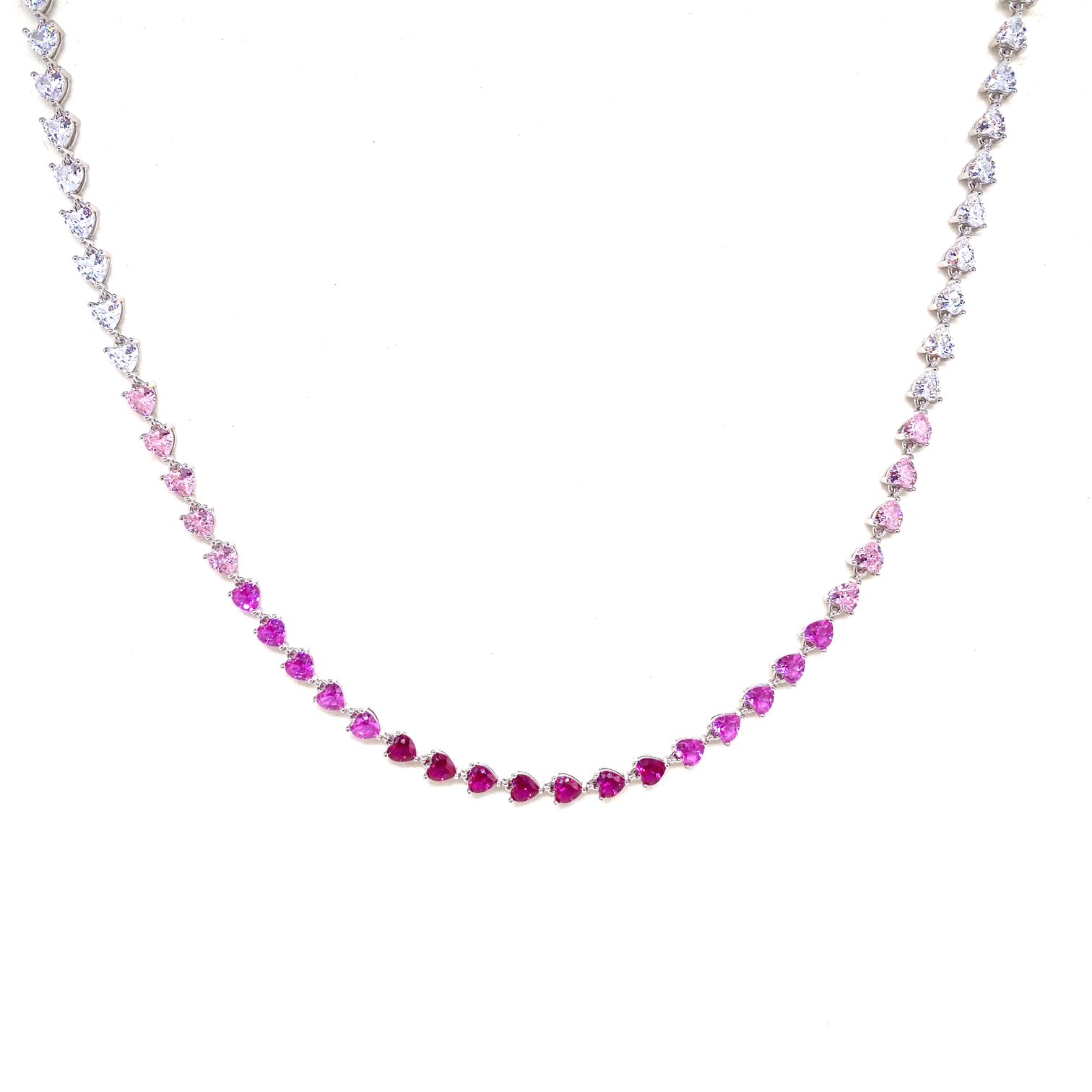Gradient Heart Tennis Necklace