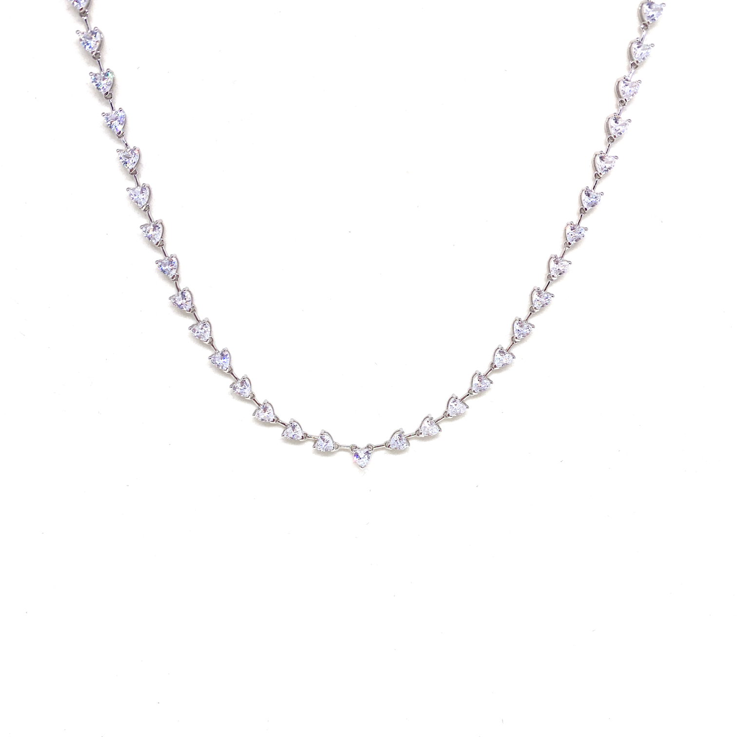 Heart Chain Link Tennis Necklace