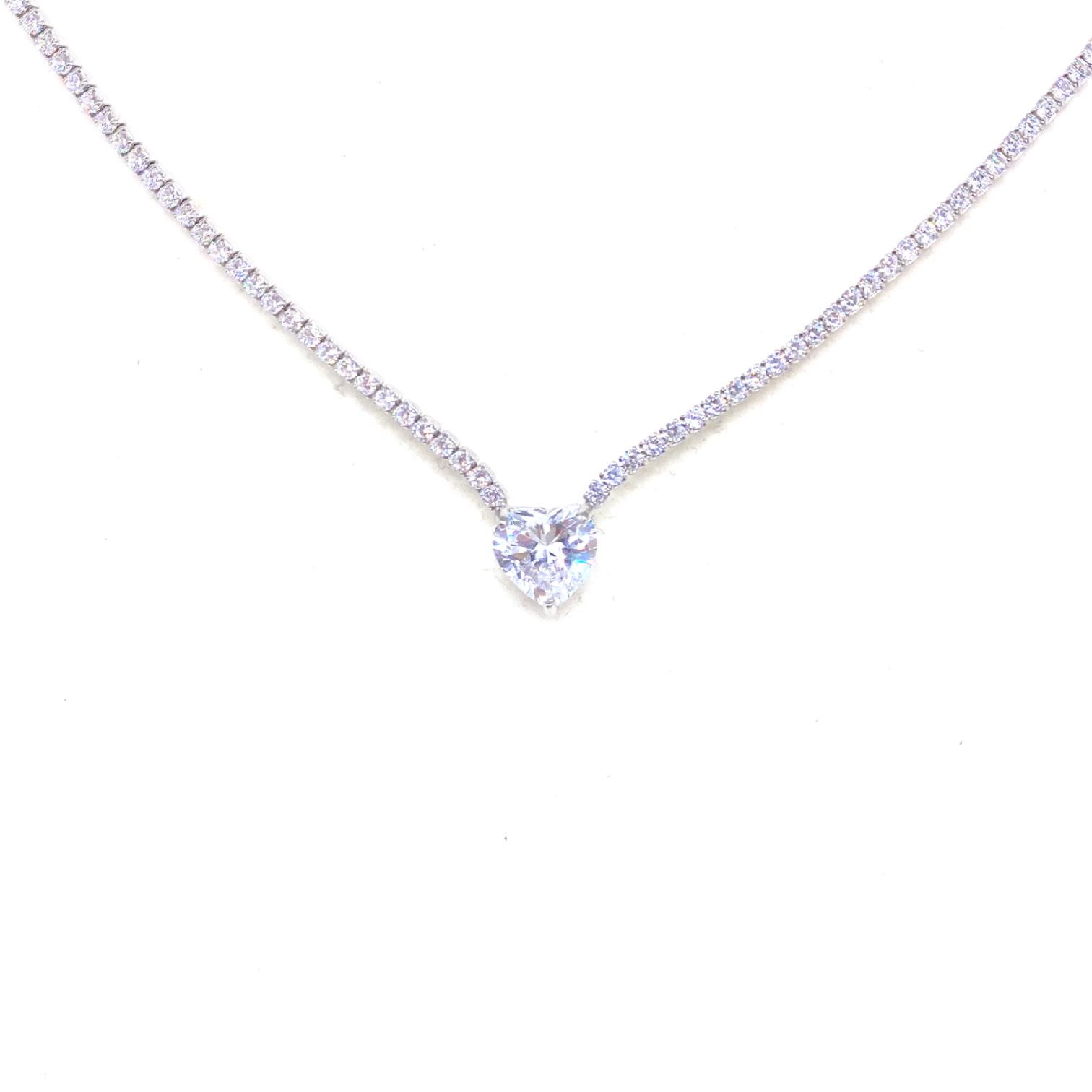 Paraiba Tourmaline Heart Tennis Necklace