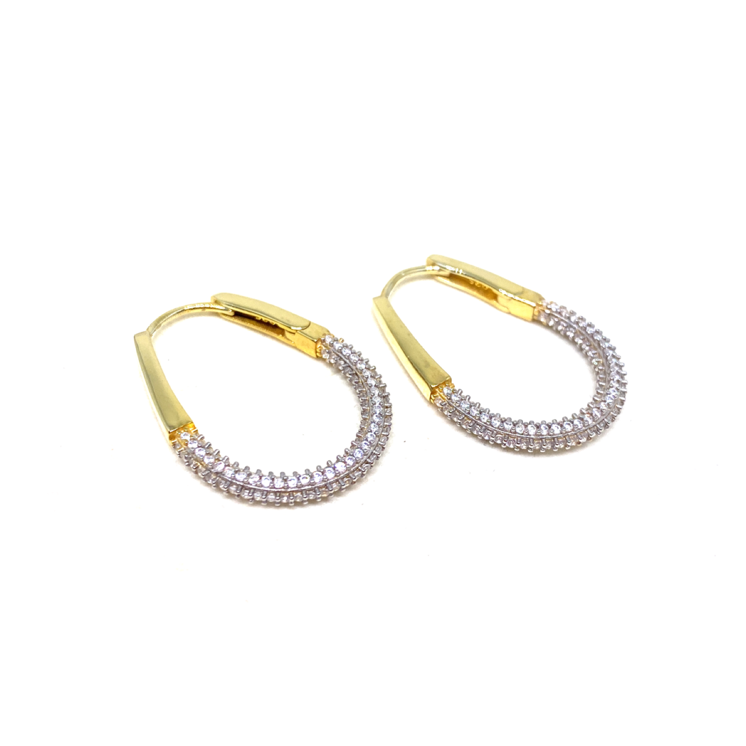 Yarı Taşlı Oval Halka Küpe