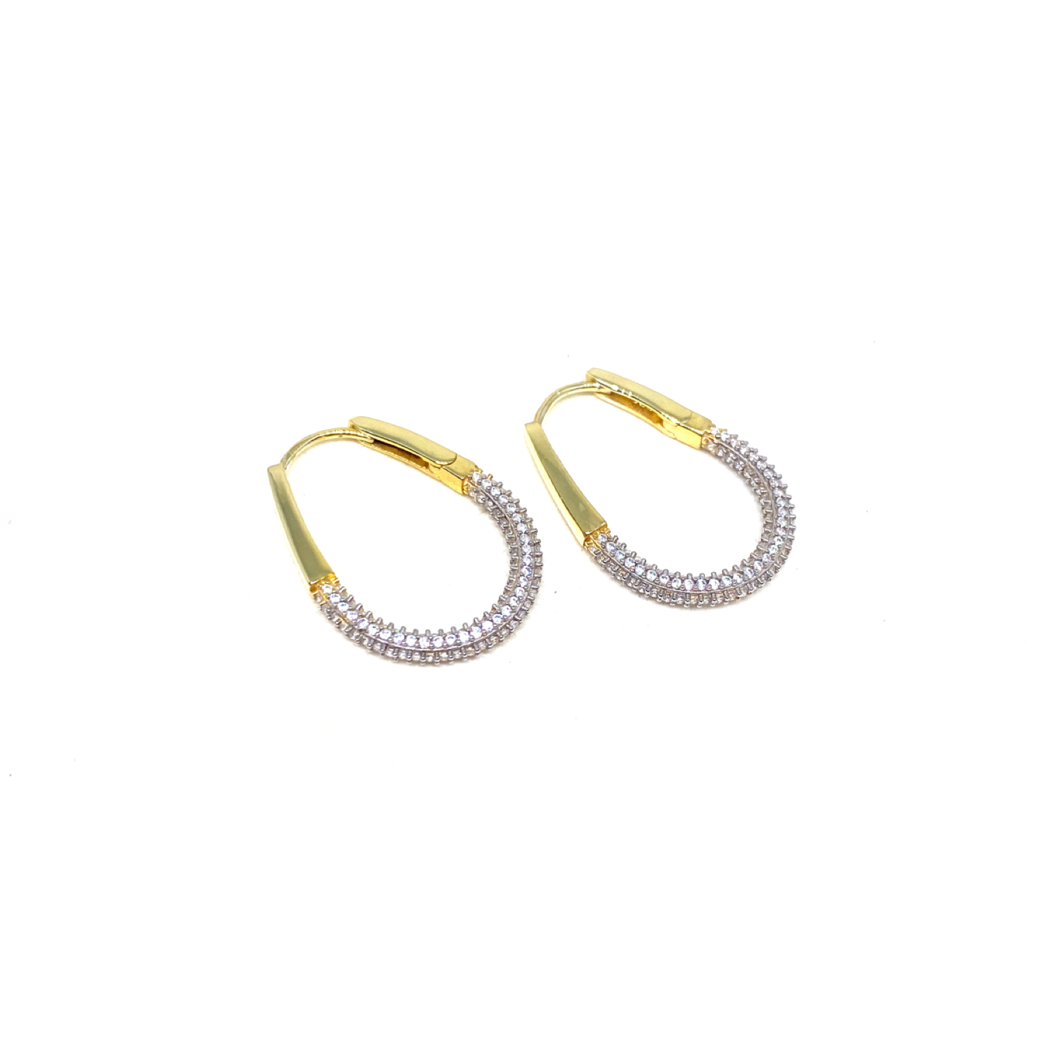 Yarı Taşlı Oval Halka Küpe