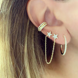 Chain Link Micropaved Star Earrings