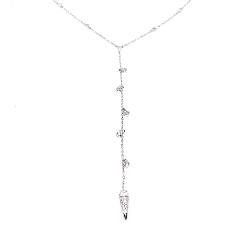 Kadın Gümüş Derin Y Kolye imitasyon Pırlanta Görünümlü 925 ayar silver  renk