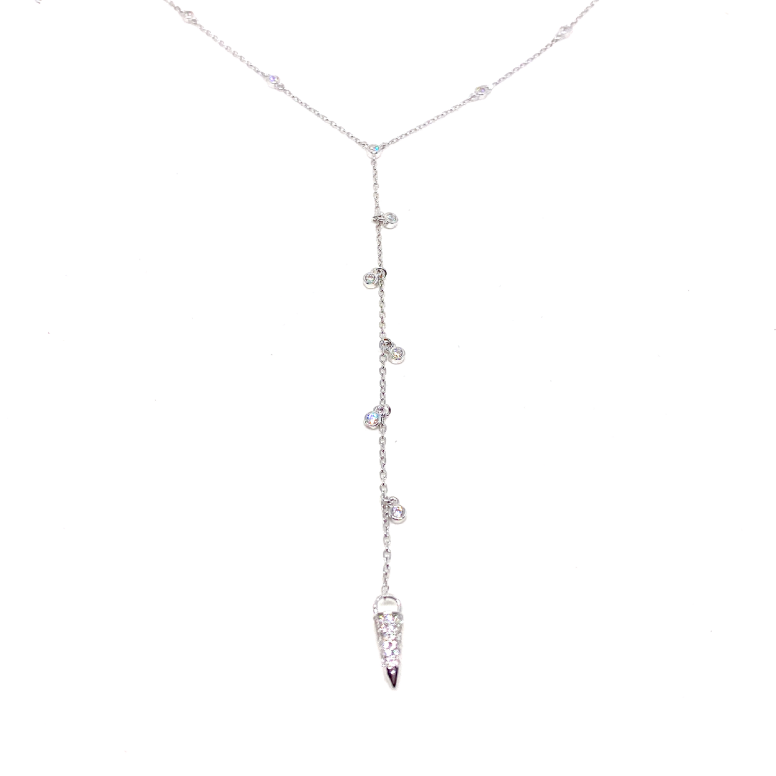 Kadın Gümüş Derin Y Kolye imitasyon Pırlanta Görünümlü 925 ayar silver  renk