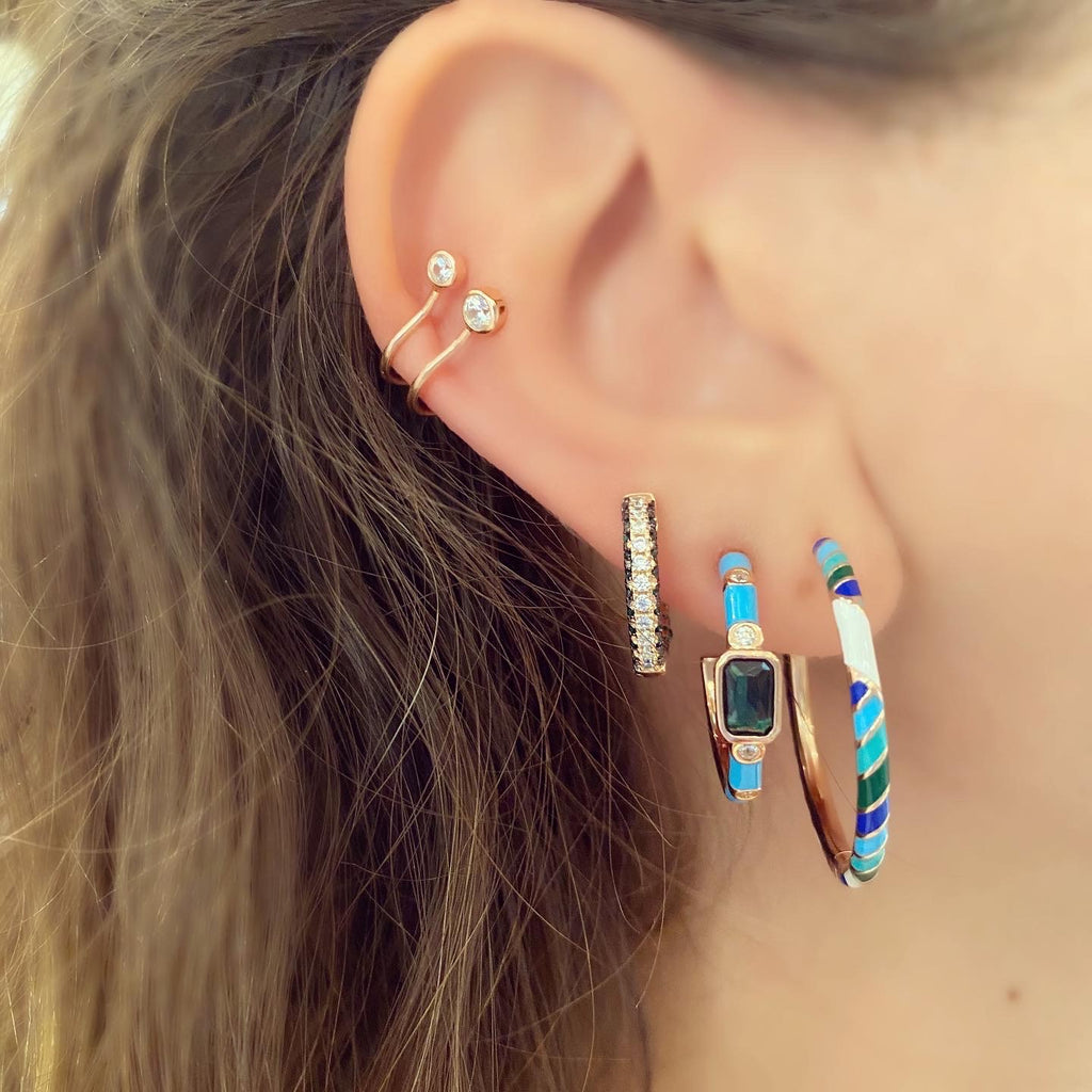 Kadın Gümüş Tohum Cuff Kıkırdak Küpe sıkıştırmalı minimal Taşlı imitasyon Pırlanta Görünümlü 925 ayar kulakta duruşu kombin