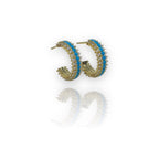 Turkuaz Taşlı Halka Küpe