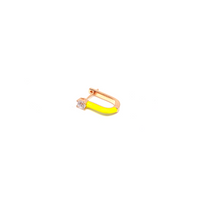 Kadın Gümüş Tektaş Neon U Küpe renkli 925 ayar sarı