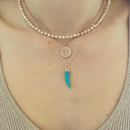 Kadın Gümüş Fildişi Kolye Fil dişi Altın Görünümlü 925 ayar kombin Boyunda Duruşu