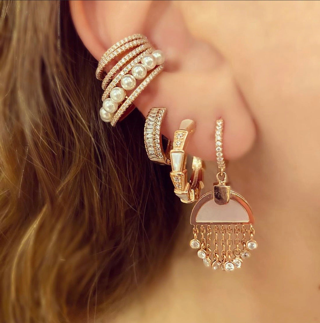 Kadın Gümüş Sedef Taşlı Yağmur Küpe vintage shakira Pırlanta görünümlü 925 ayar kulakta duruşu kombin