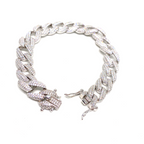 Kadın Gümüş Gurme Zincir Bileklik kalin gourmet gurmet imitasyon Pırlanta Görünümlü 925 ayar