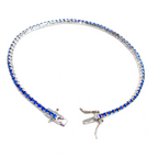 Kadın Gümüş Safir Görünümlü İnce Suyolu Bileklik imitasyon su yolu Pırlanta 925 ayar