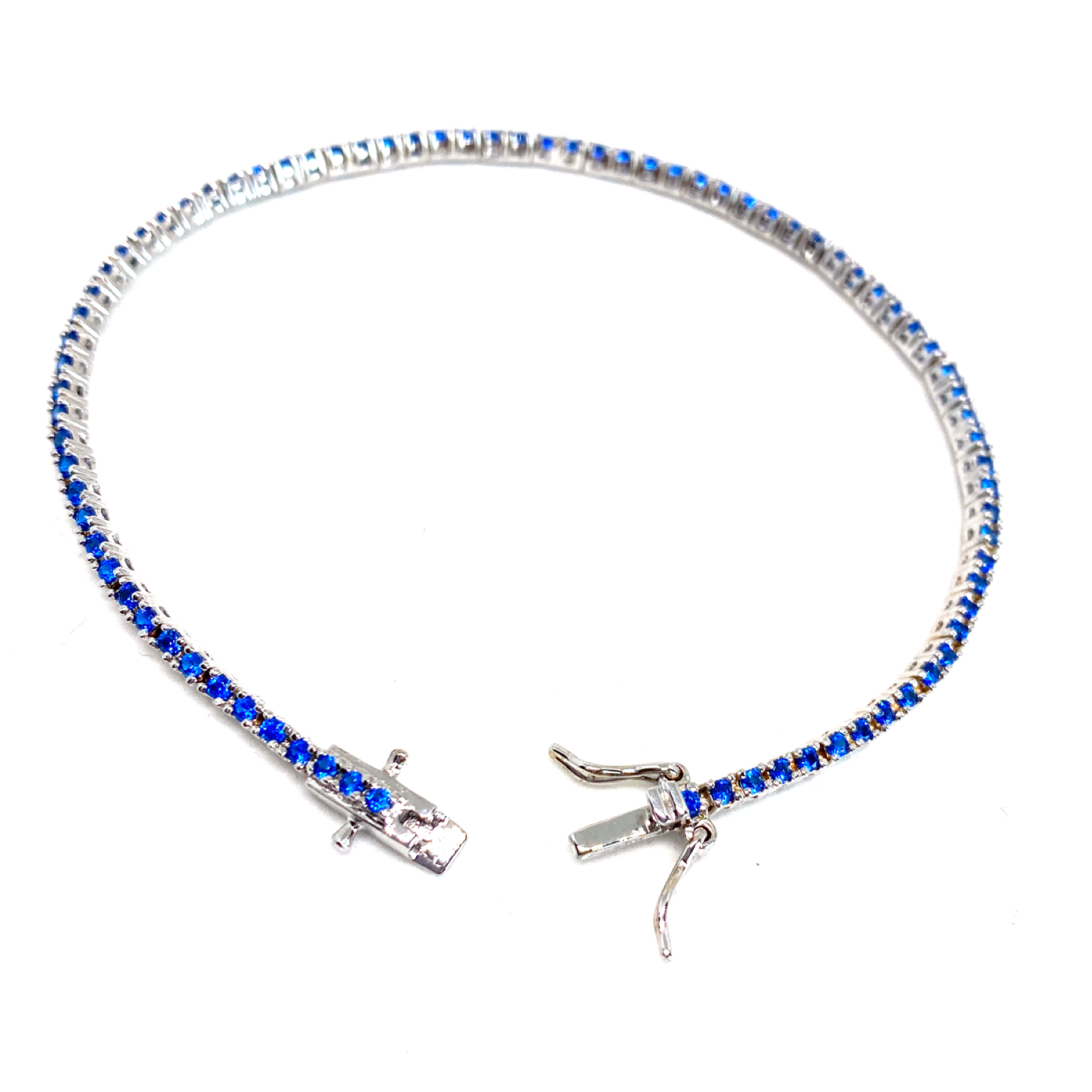 Kadın Gümüş Safir Görünümlü İnce Suyolu Bileklik imitasyon su yolu Pırlanta 925 ayar