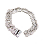 Kadın Gümüş Gurme Zincir Bileklik büyük gourmet gurmet imitasyon Pırlanta Görünümlü 925 ayar