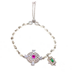 Kadın Gümüş İncili Charm Şans Bileklik imitasyon yakut zümrüt 925 ayar