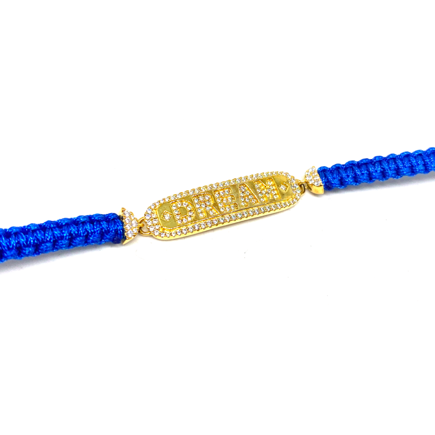 Kadın Gümüş Örgü Dream Bileklik ip mavi lacivert yazı Altın Görünümlü Taşlı 925 ayar