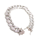 Kadın Gümüş Gurme Zincir Bileklik kalin gourmet gurmet imitasyon Pırlanta Görünümlü 925 ayar