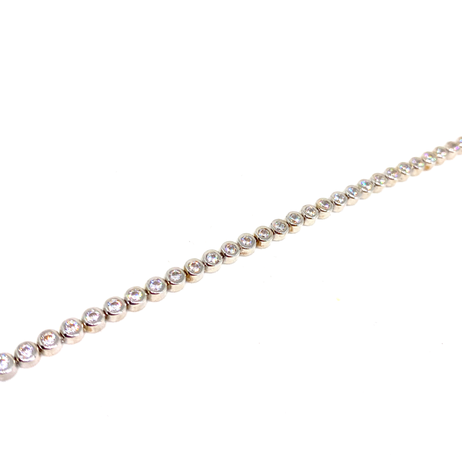 Kadın Gümüş İnce Yuvarlak Suyolu Bileklik imitasyon su yolu Pırlanta Görünümlü 925 ayar