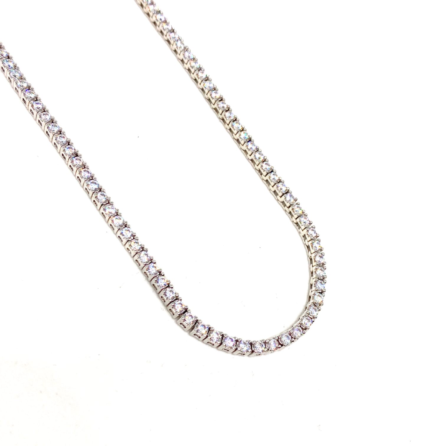 Kadın Gümüş İnce Suyolu Kolye imitasyon su yolu Pırlanta Görünümlü 925 ayar