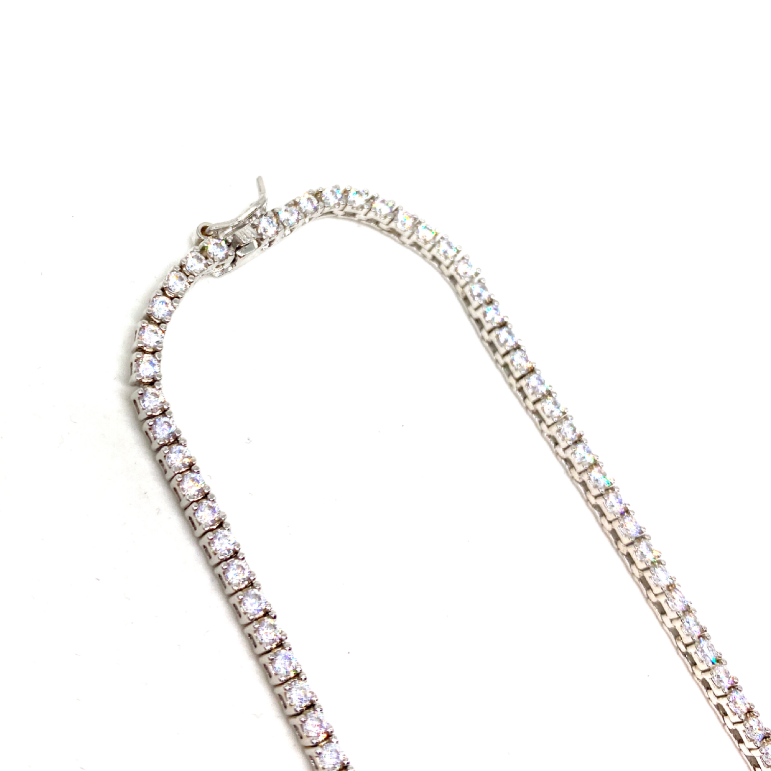 Kadın Gümüş İnce Suyolu Kolye imitasyon su yolu Pırlanta Görünümlü 925 ayar silver