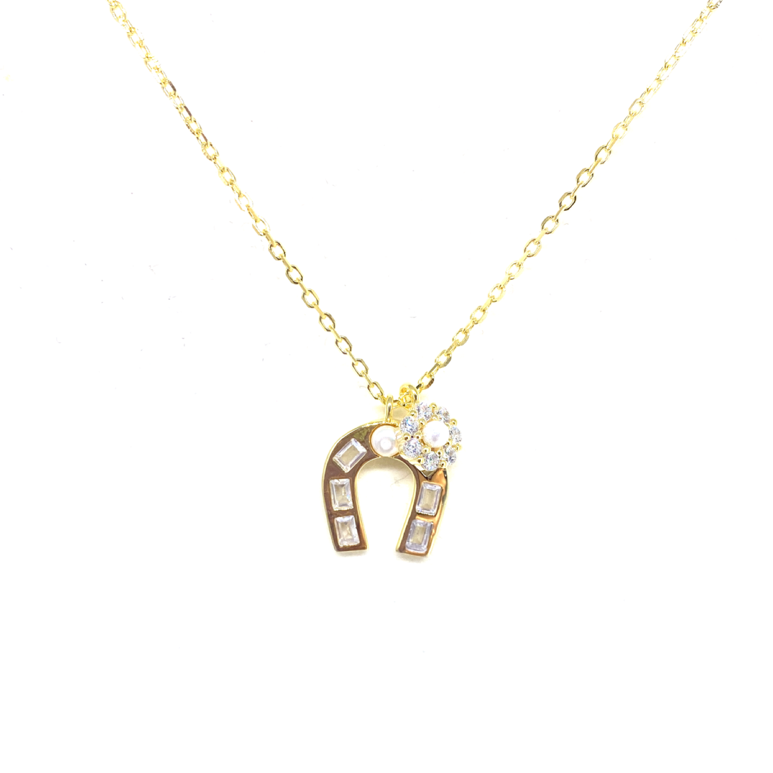 İncili At Nalı Kolye