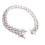 Kadın Gümüş Gurme Zincir Bileklik orta gourmet gurmet imitasyon Pırlanta Görünümlü 925 ayar