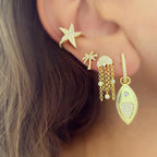 Kadın Gümüş Deniz Yıldızı Cuff Kıkırdak Küpe sıkıştırmalı imitasyon Pırlanta Görünümlü 925 ayar Kulakta Duruşu kombin