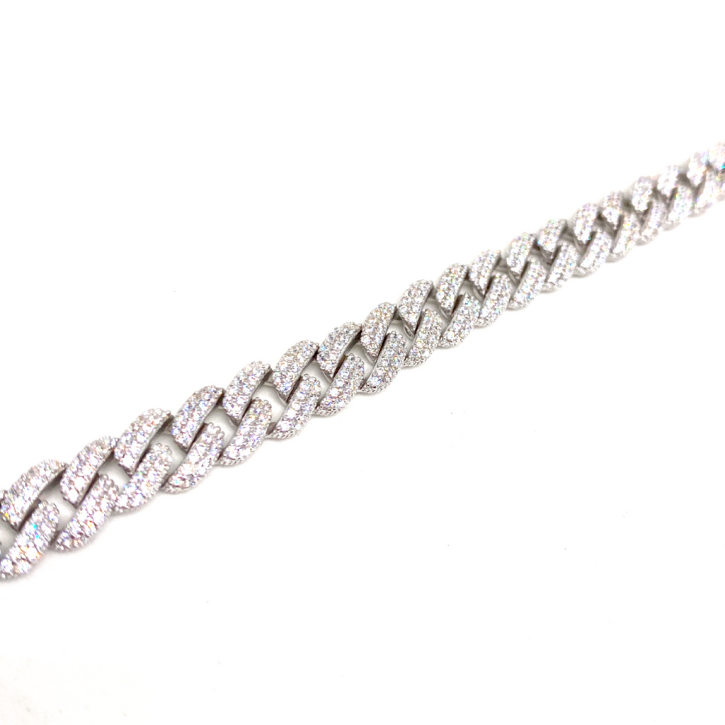 Kadın Gümüş Gurme Zincir Bileklik orta gourmet gurmet imitasyon Pırlanta Görünümlü 925 ayar