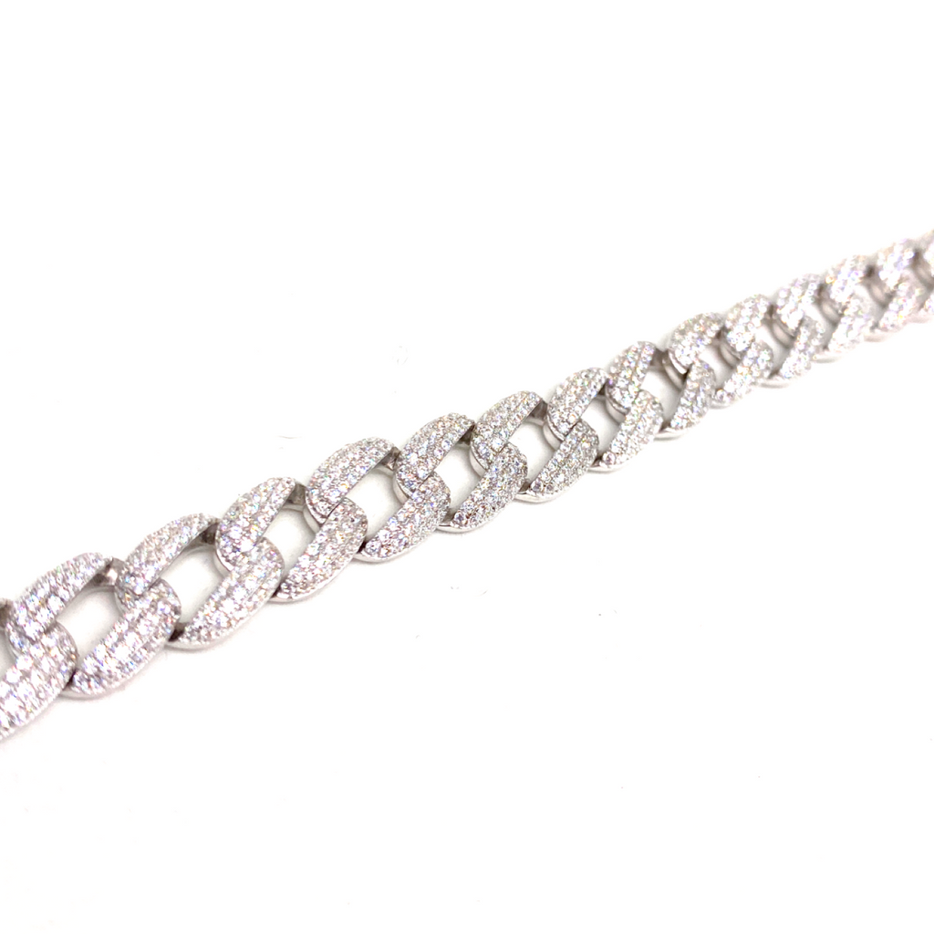 Kadın Gümüş Gurme Zincir Bileklik kalin gourmet gurmet imitasyon Pırlanta Görünümlü 925 ayar