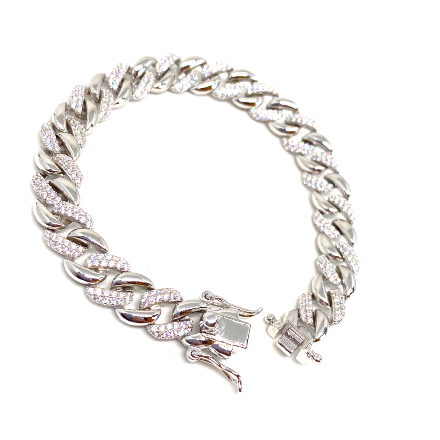 Kadın Gümüş Mix Gurme Zincir Bileklik gourmet gurmet Taşlı imitasyon Pırlanta Görünümlü 925 ayar