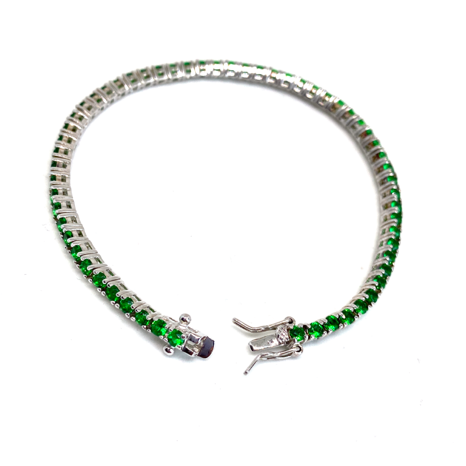 Simulated Emerald 2mm Tennis Bracelet