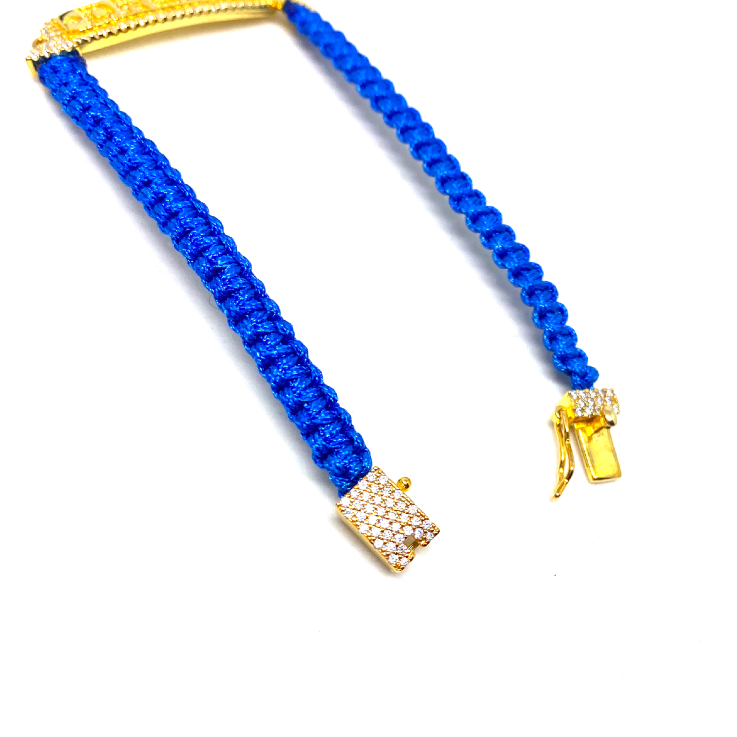 Kadın Gümüş Örgü Dream Bileklik ip mavi lacivert yazı Altın Görünümlü Taşlı 925 ayar