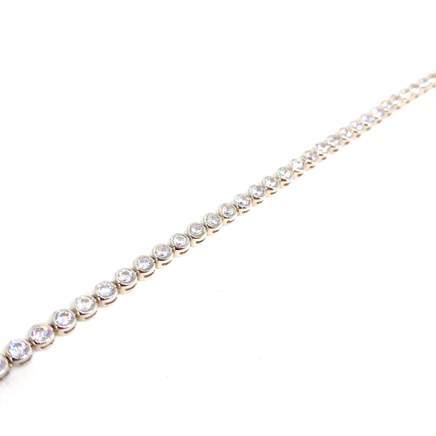 Kadın Gümüş Kalın Yuvarlak Suyolu Bileklik imitasyon su yolu Pırlanta Görünümlü 925 ayar