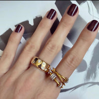 Kadın Gümüş Galaksi Yüzük alyans vintage imitasyon Altın Pırlanta Görünümlü 925 ayar gold parmakta Duruşu